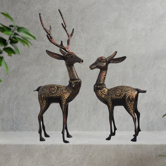 Brass Showpiece Deer Pair Statue