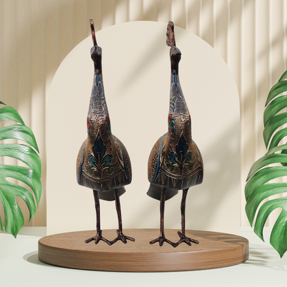 Brass Home Decor Peacock Pair Statue