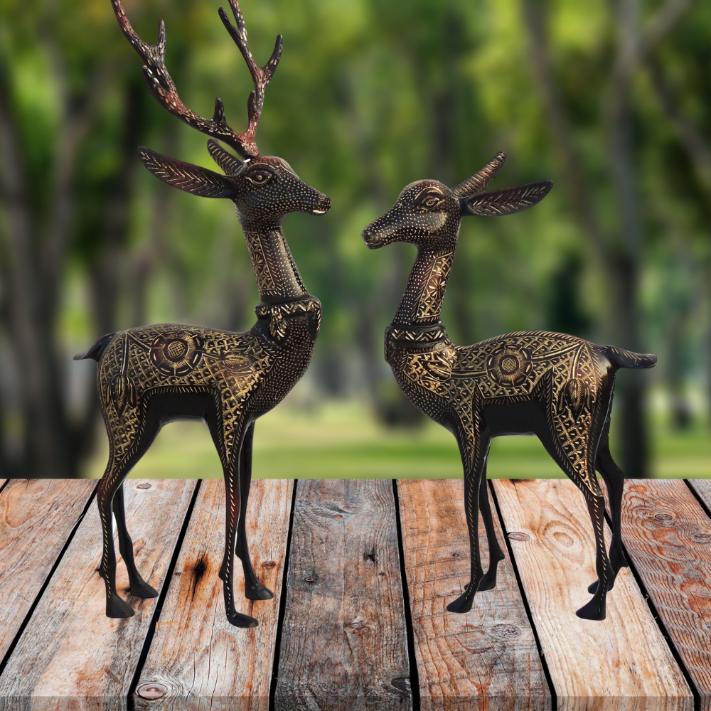 Brass Showpiece Deer Pair Statue