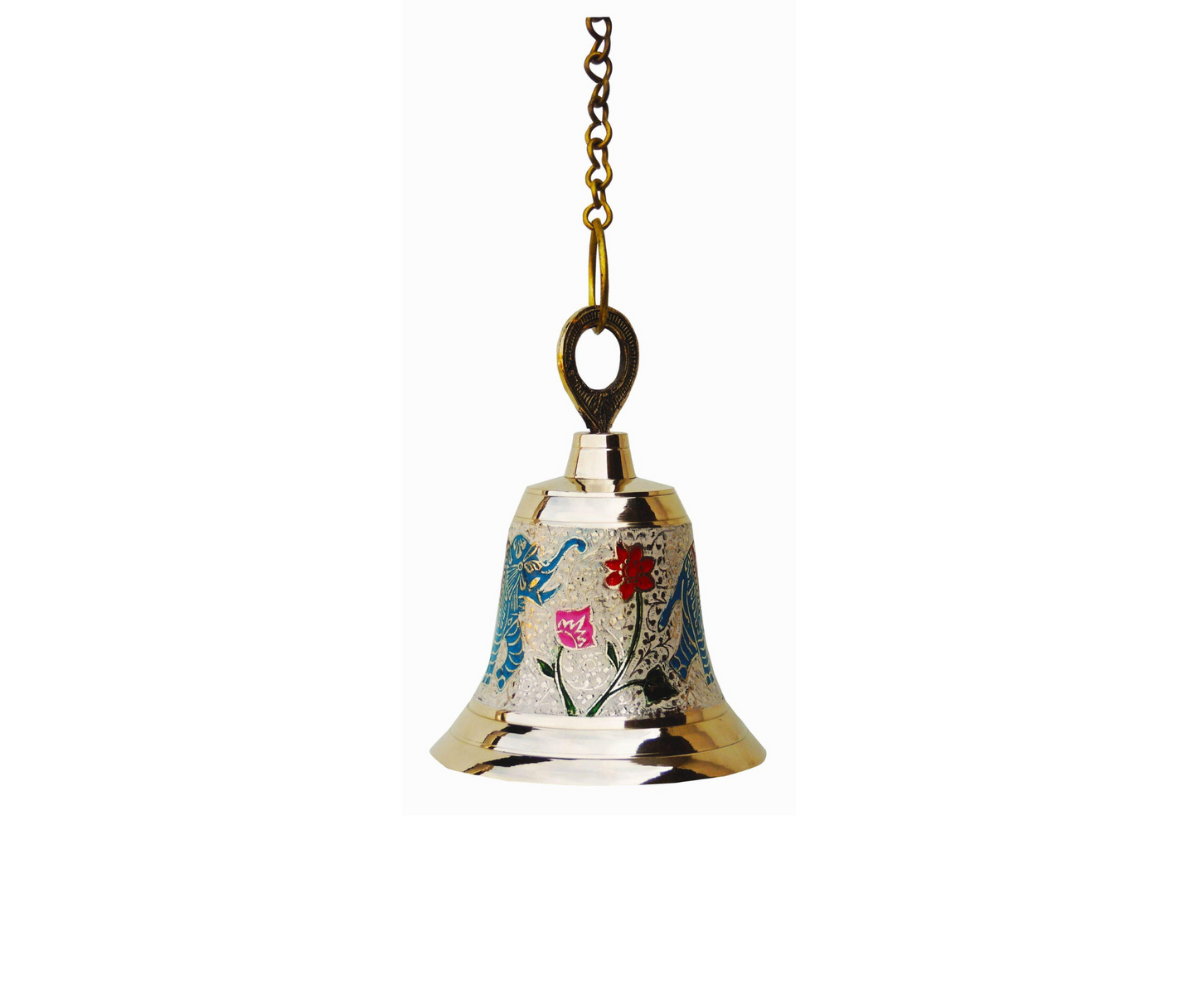 Brass Hanging Pooja Bell White Color