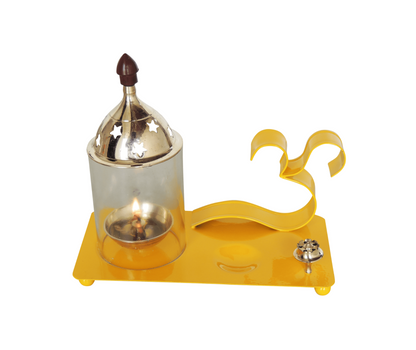 Iron and Brass Om Chimney Deepak Yellow