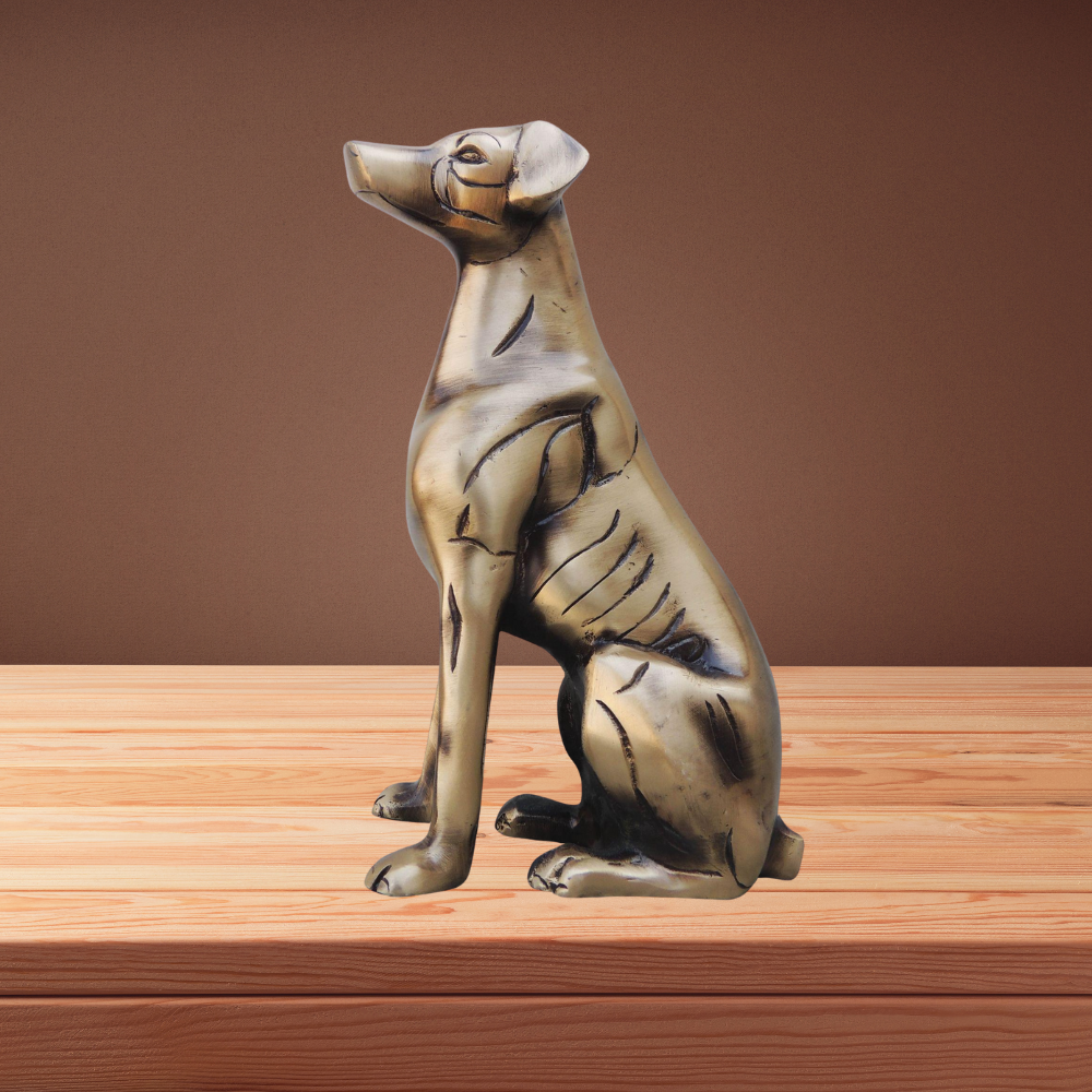 Brass Sitting Dog Statue