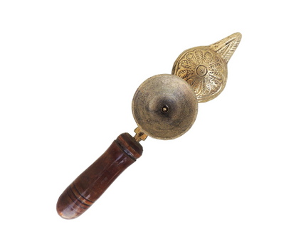 Brass Oil Lamp Deepak With Wooden Handle