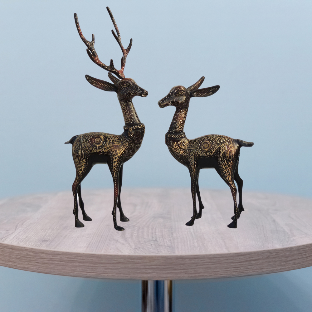 Brass Showpiece Deer Pair Statue