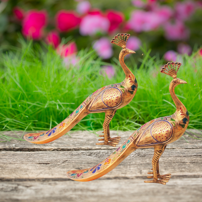 Brass Showpiece Peacock Pair Statue