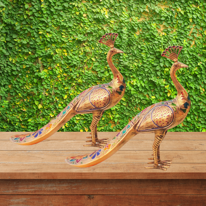 Brass Showpiece Peacock Pair Statue