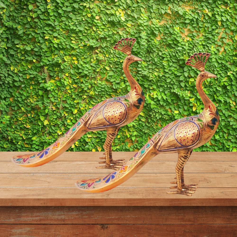 Brass Showpiece Peacock Pair Statue