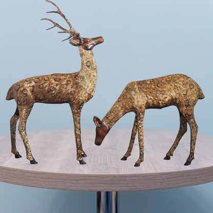 Brass Showpiece Deer Pair Statue