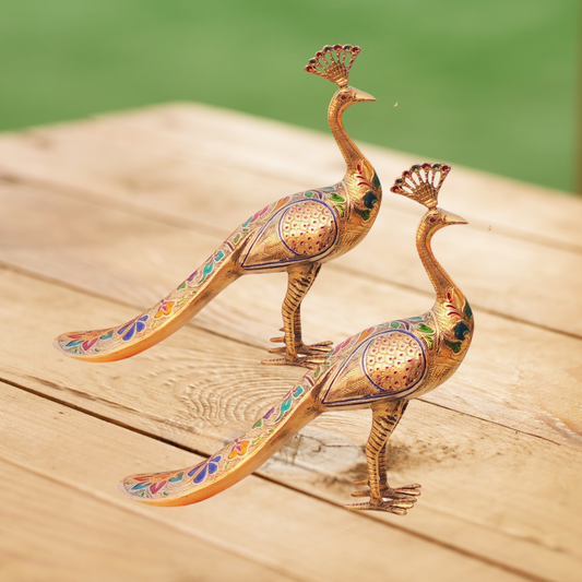 Brass Showpiece Peacock Pair Statue