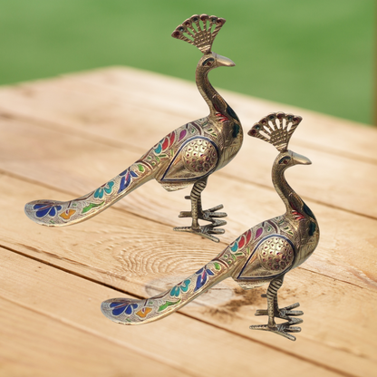 Brass Showpiece Peacock Pair Statue