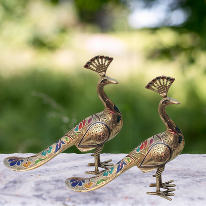 Brass Showpiece Peacock Pair Statue