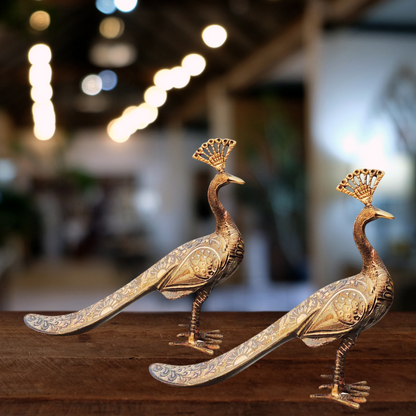 Brass Peacock Pair Statue