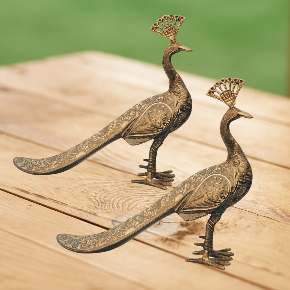 Brass Peacock Pair Statue