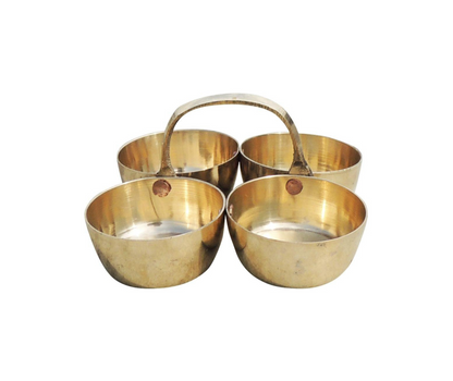 Brass Chokta Small 4 Bowl Combined