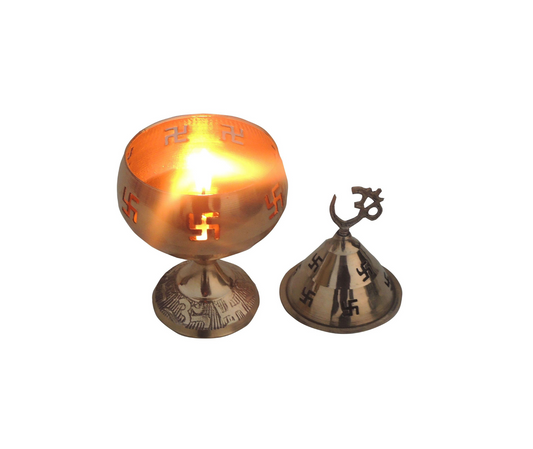 Brass Table Oil Lamp Om Pakija Deepak