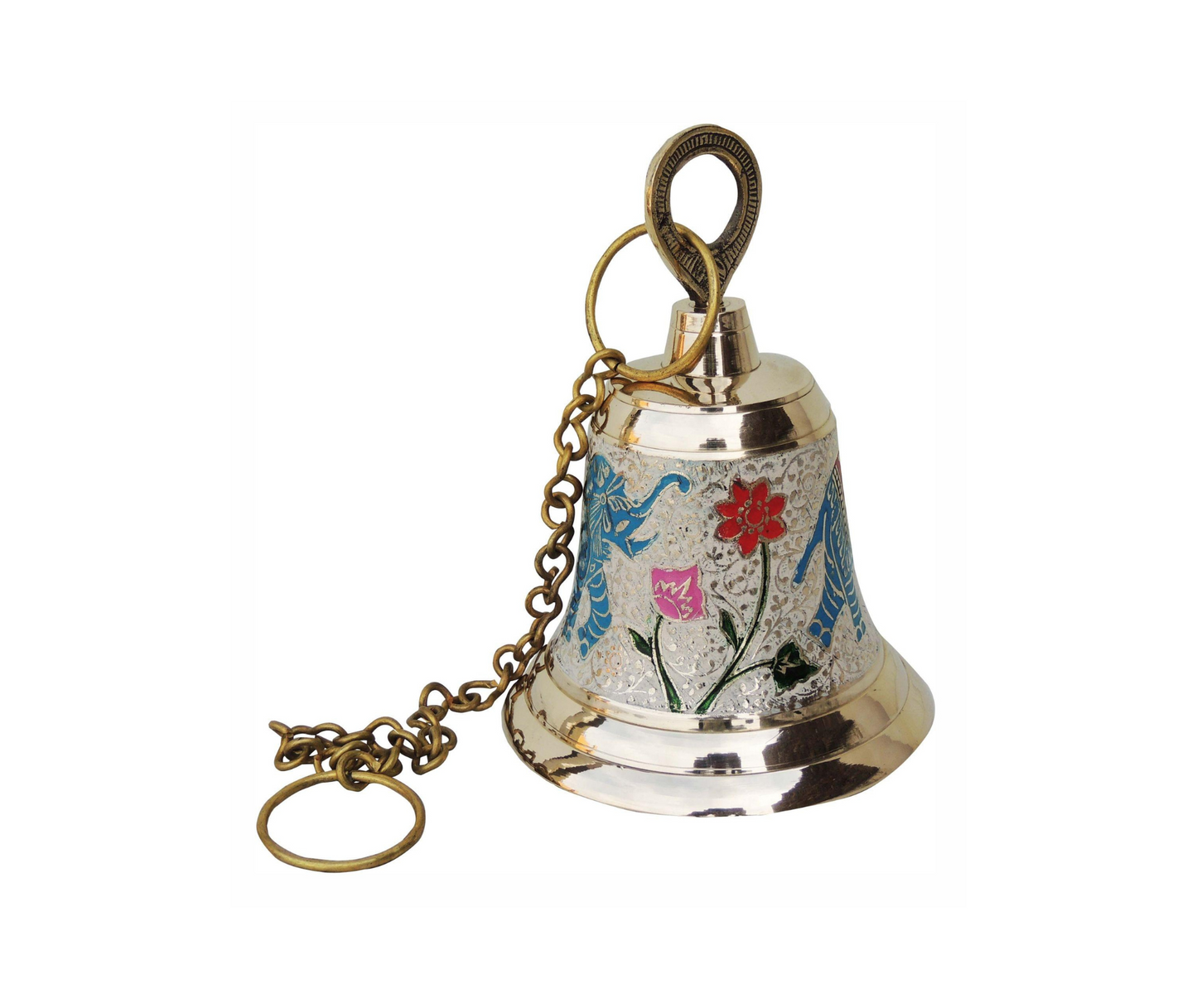 Brass Hanging Pooja Bell White Color