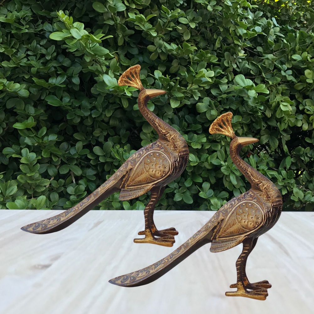 Brass Showpiece Peacock Pair Statue