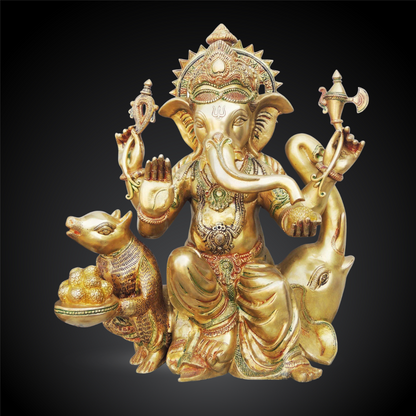 Brass Ganesh Ji Big With Elephant Statue