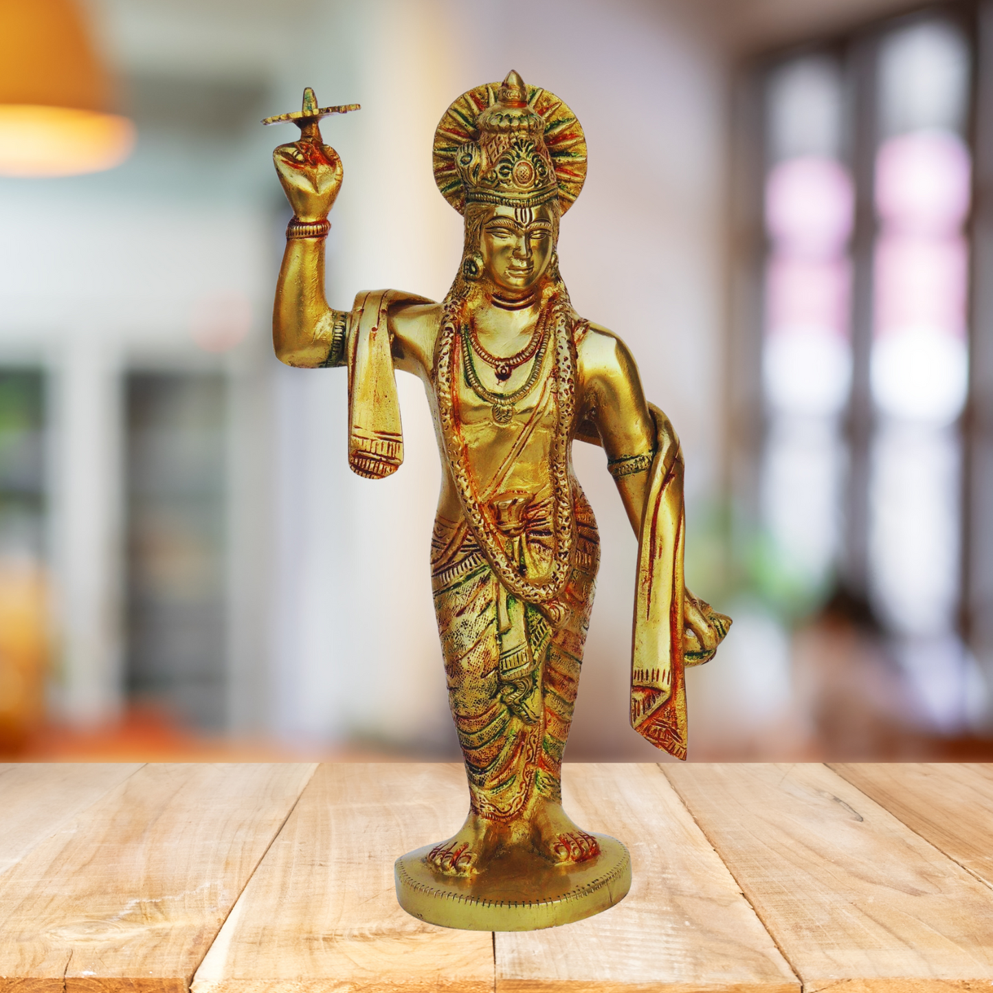 Brass Krishna With Chakra Idol