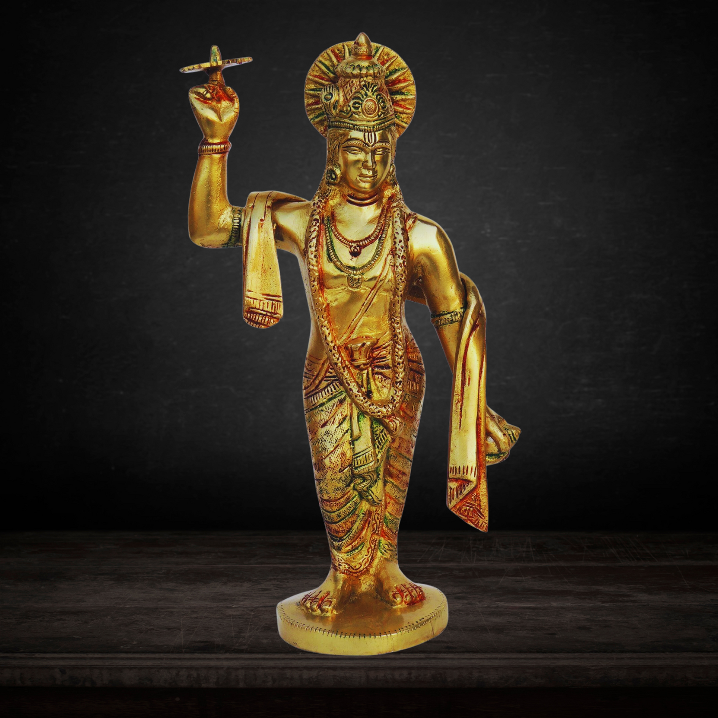 Brass Krishna With Chakra Idol