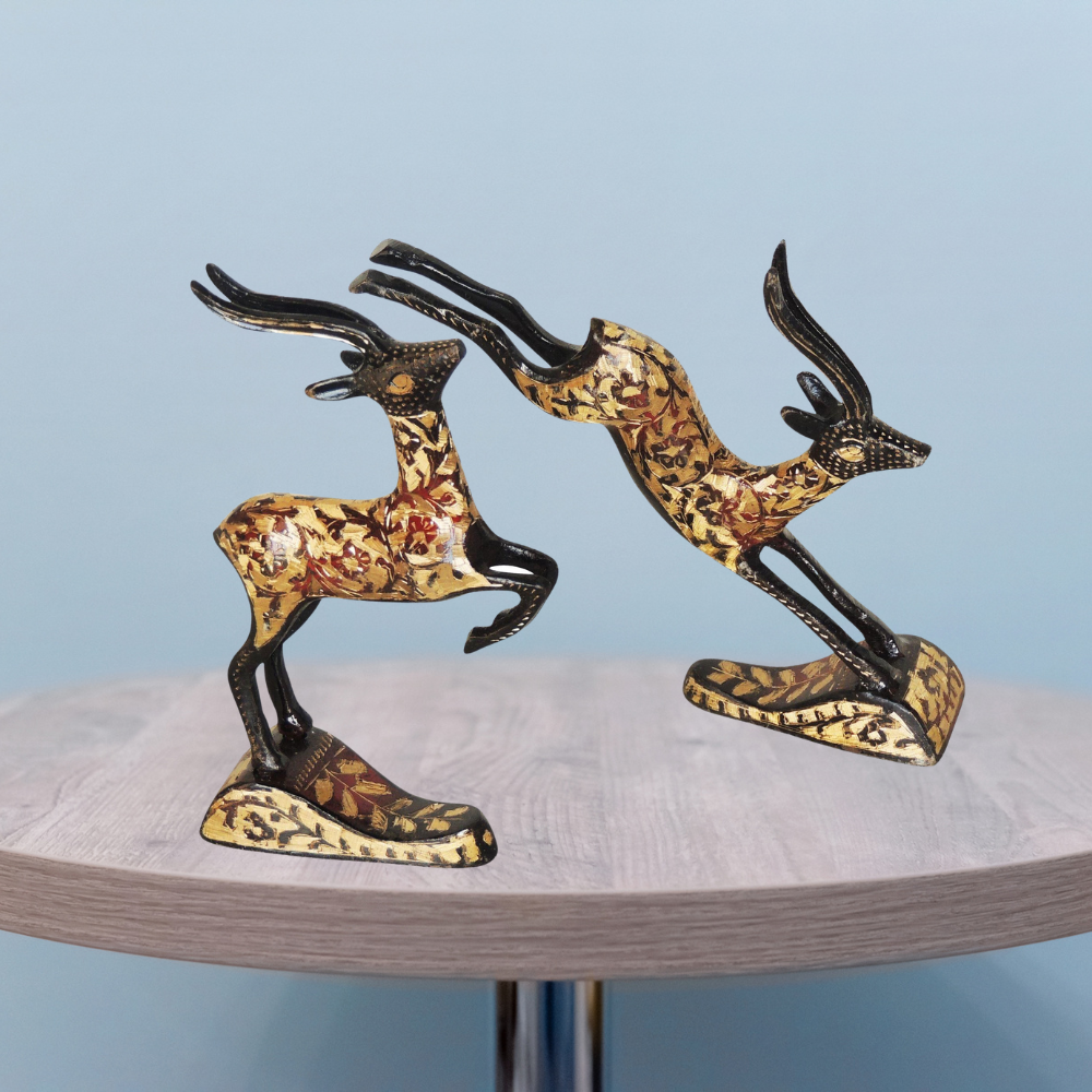 Brass Showpiece Running Deer Statue