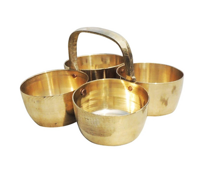 Brass Chokta Small 4 Bowl Combined