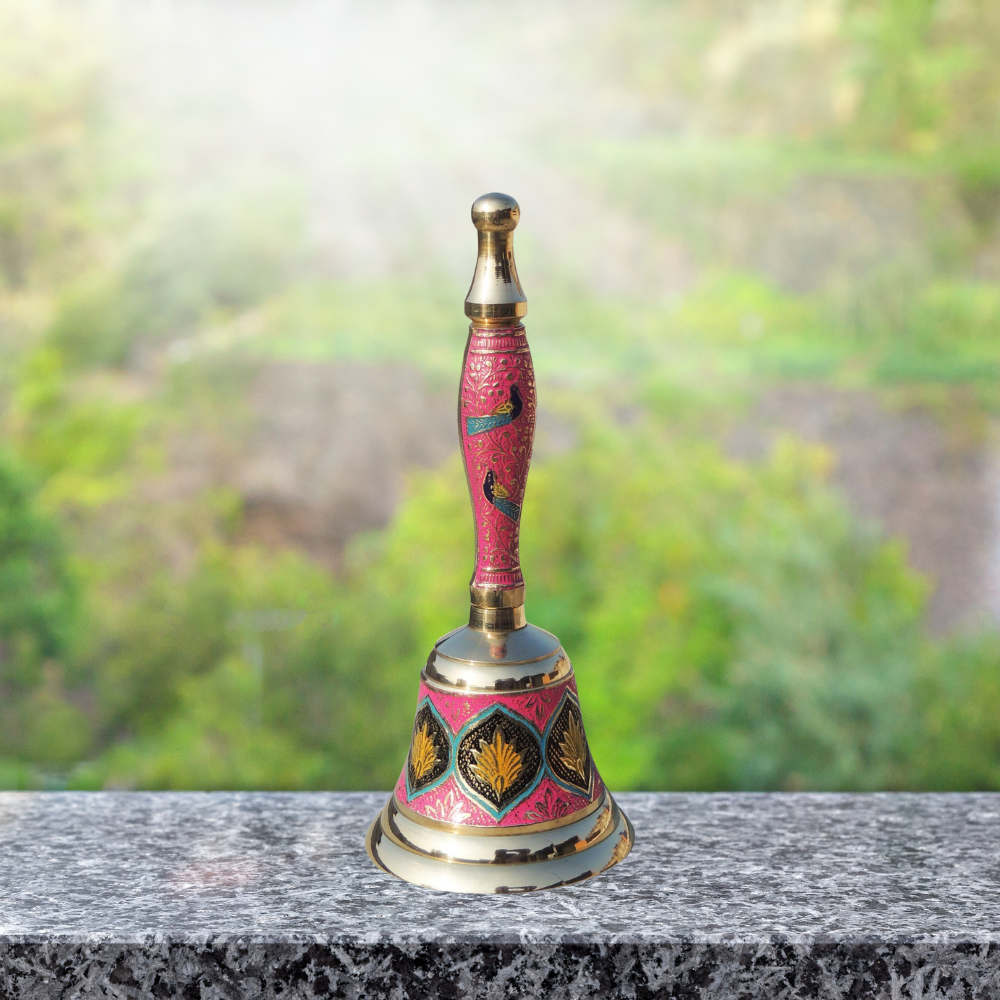 Brass Handle Bell Pink Colour