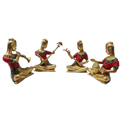 Brass Rajasthani Musical Set Of 4 Pc Statue