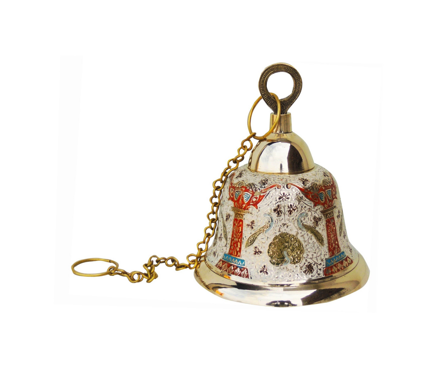 Brass Hanging Pooja Bell White Color