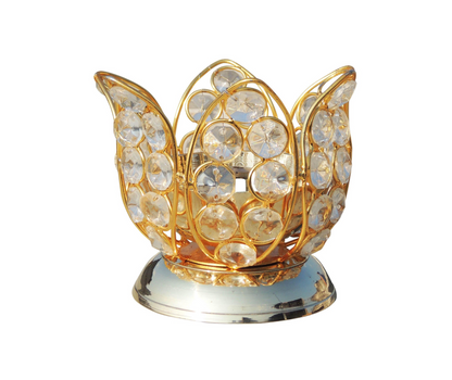 Brass Oil Lamp Deepak With Crystal