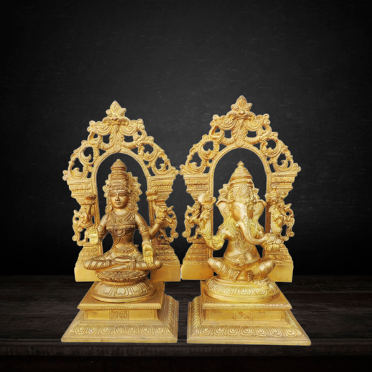 Brass Ganesh & Laxmi Statue