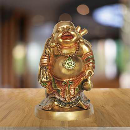 Brass Laughing Buddha God Idol Statue