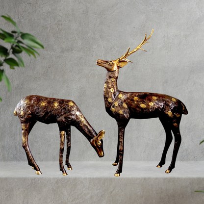 Brass Showpiece Big Deer Pair Statue