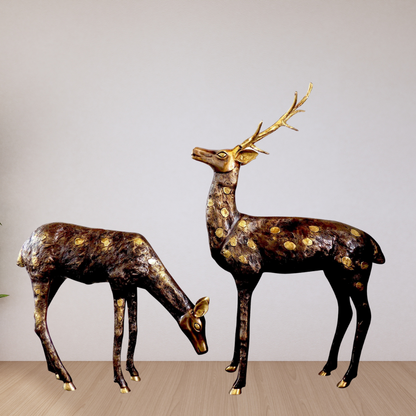 Brass Showpiece Big Deer Pair Statue