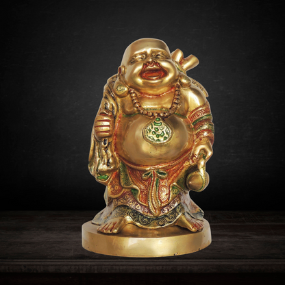 Brass Laughing Buddha God Idol Statue