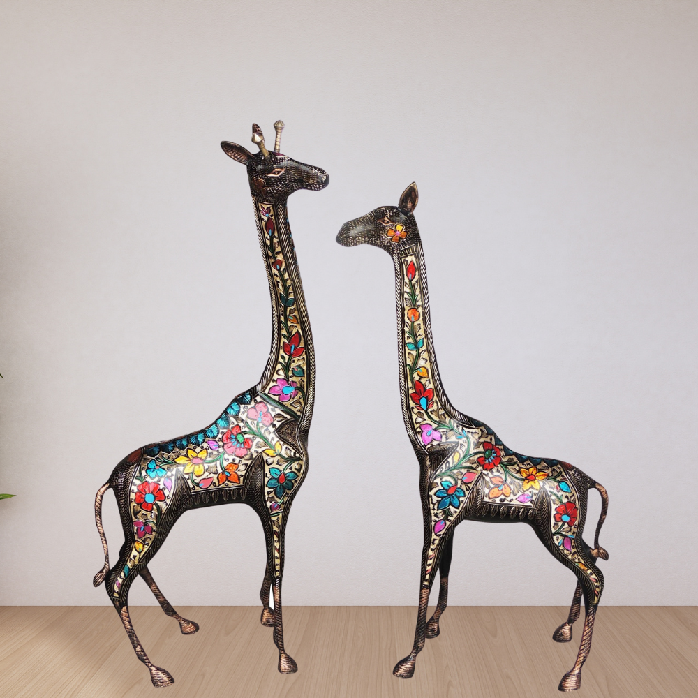 Brass Giraffe Statue Set of 2 Pieces