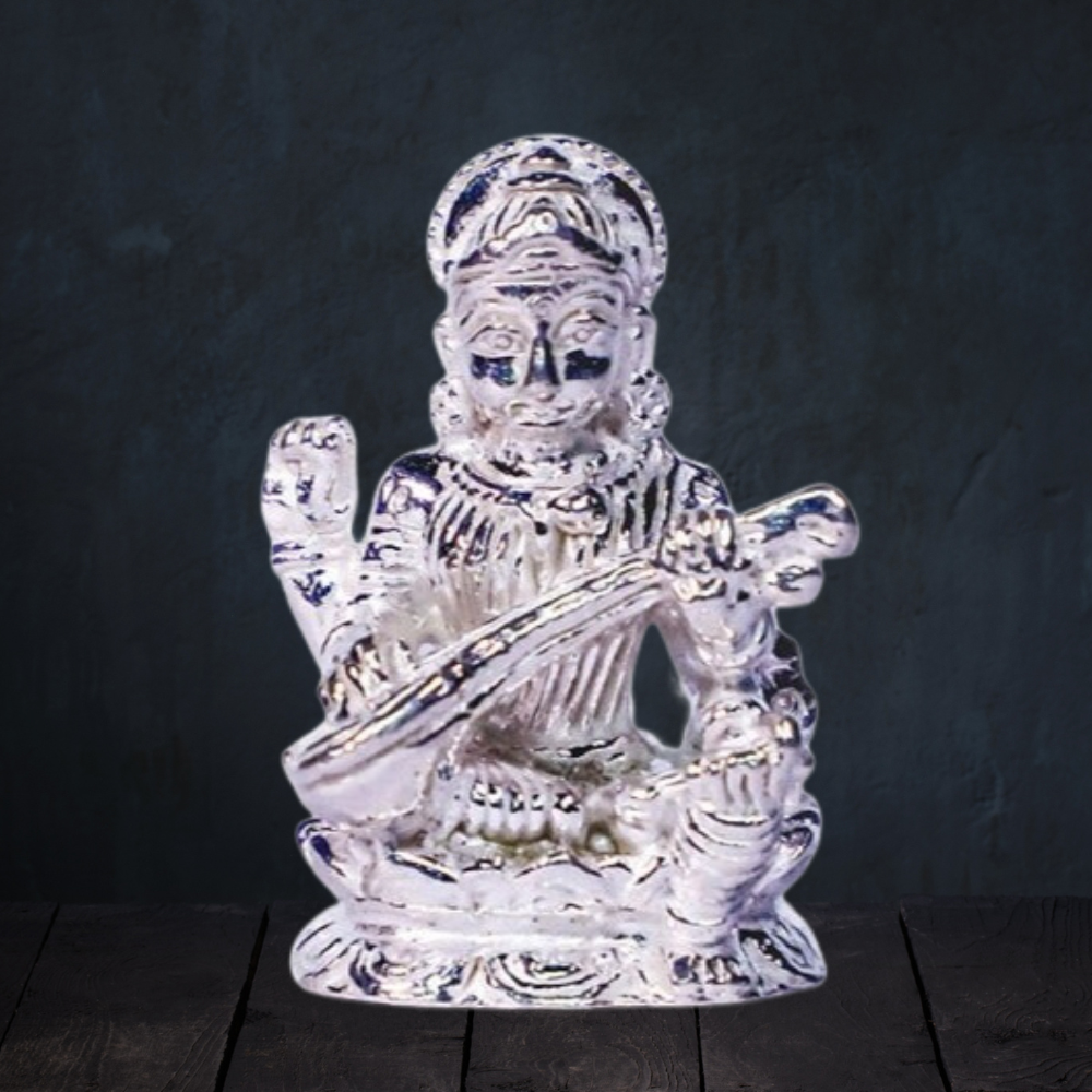 Silver Saraswati Idol