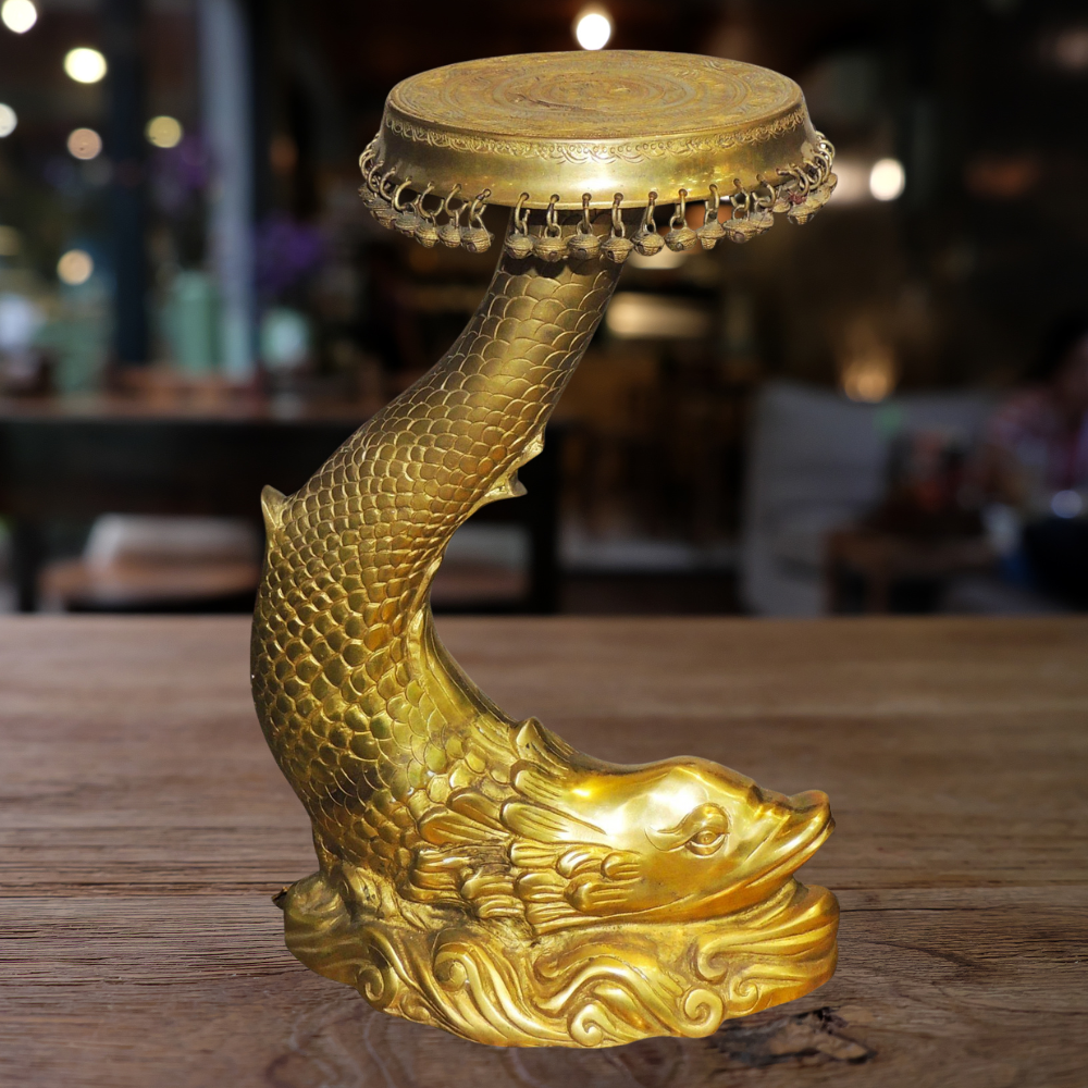 Brass Fish Side Table Stool Stand