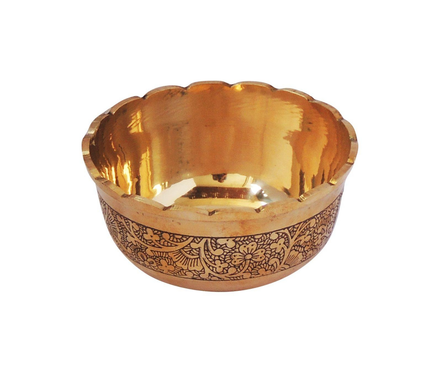 Brass Bowl Katori Flower Design