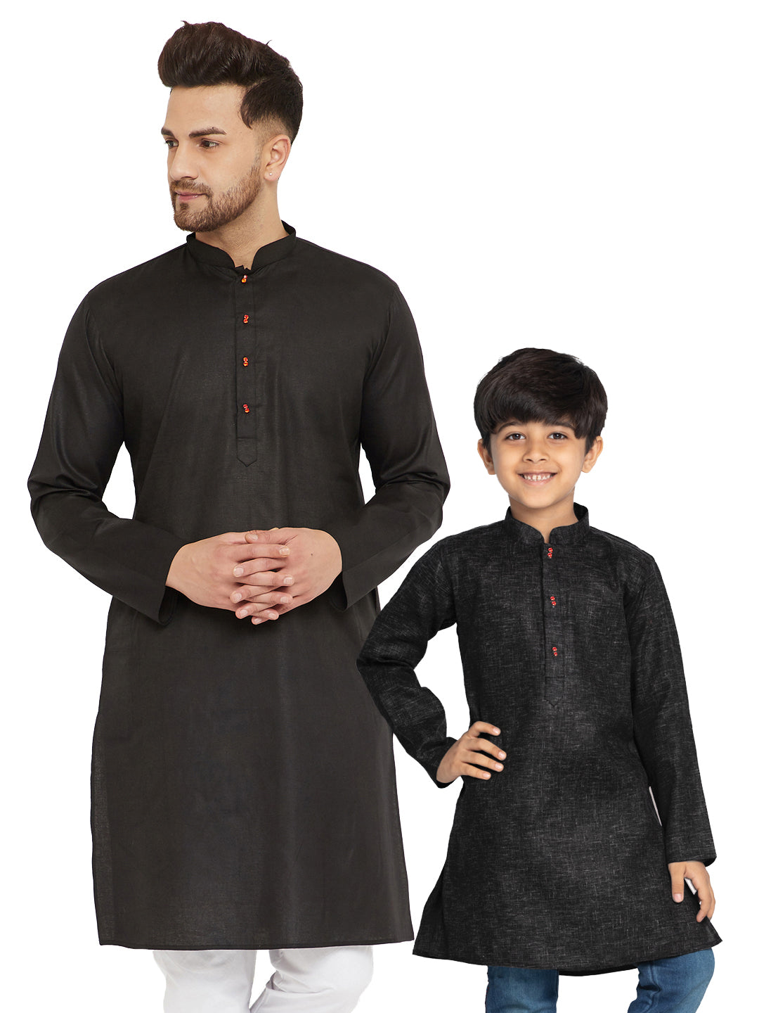 vastramay grey melange baap beta kurta set