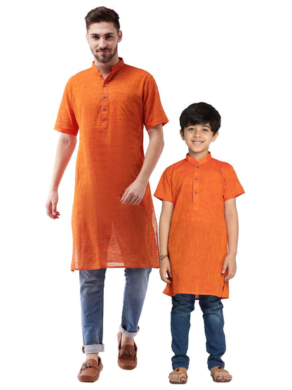 Vastramay Orange Melange Baap Beta Kurta Set