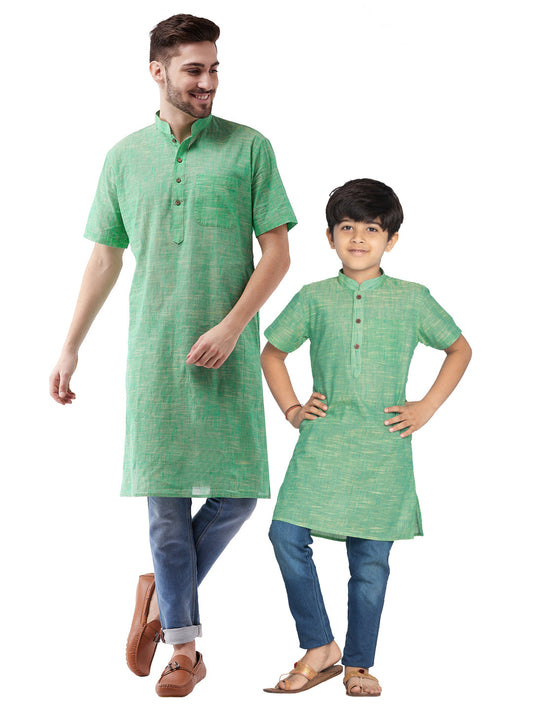 Vastramay Green Melange Baap Beta Kurta Set