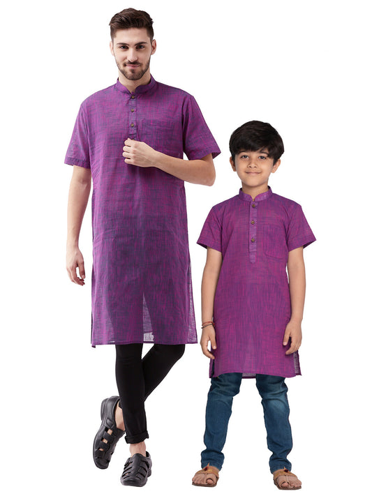 Vastramay Purple Melange Baap Beta Kurta Set