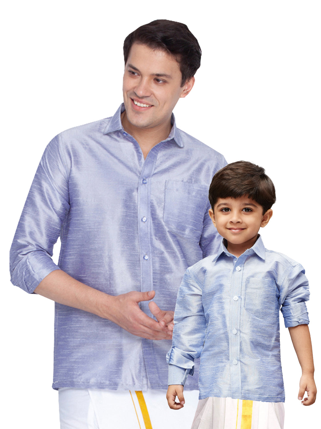 Vastramay Silk Blend Lavender Baap Beta Shirt