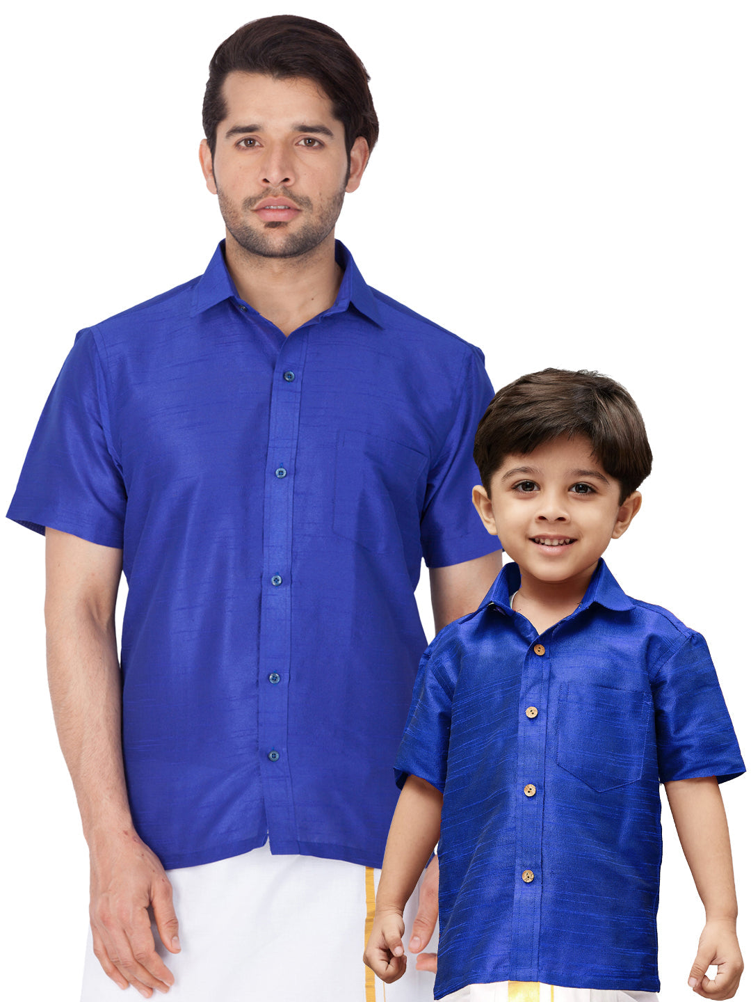 Vastramay Blue Silk Blend Baap Beta Shirt set