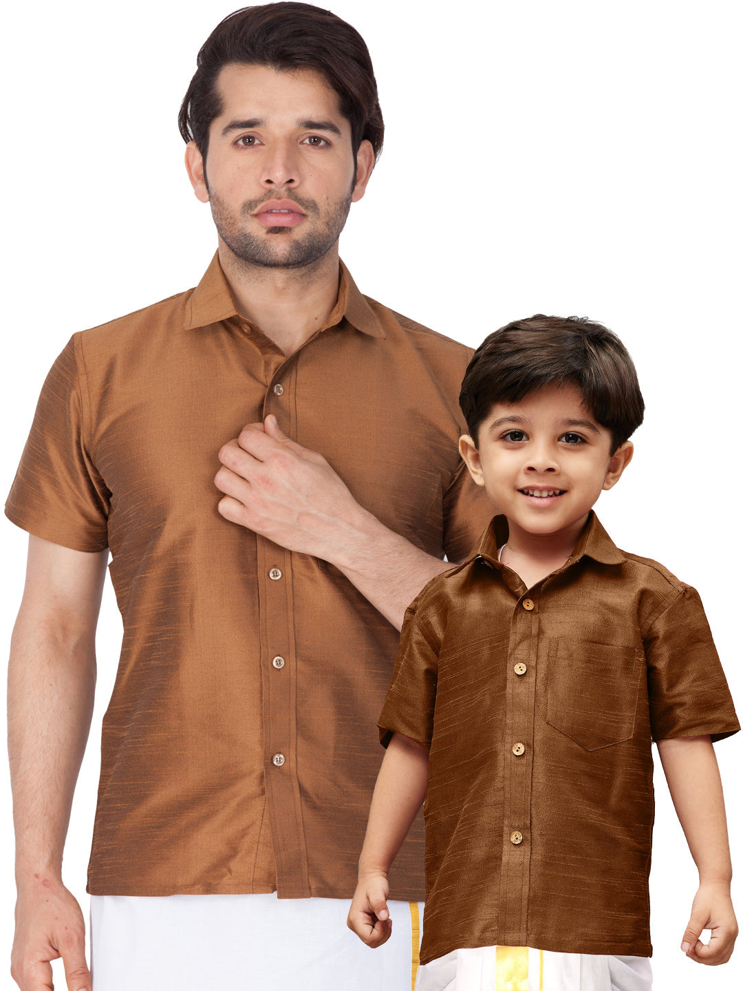 Vastramay Coffee Silk Blend Baap Beta Shirt set