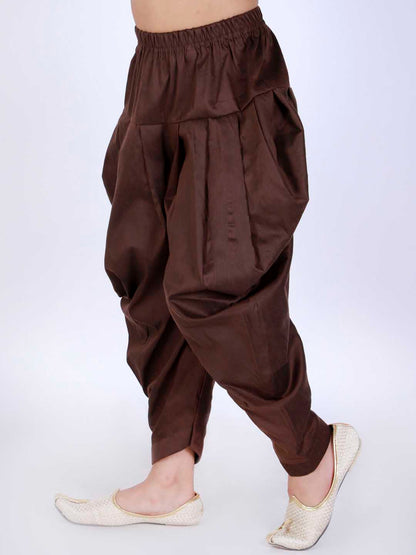 Vastramay Boy's Coffee Brown Solid Relaxed-Fit Dhoti