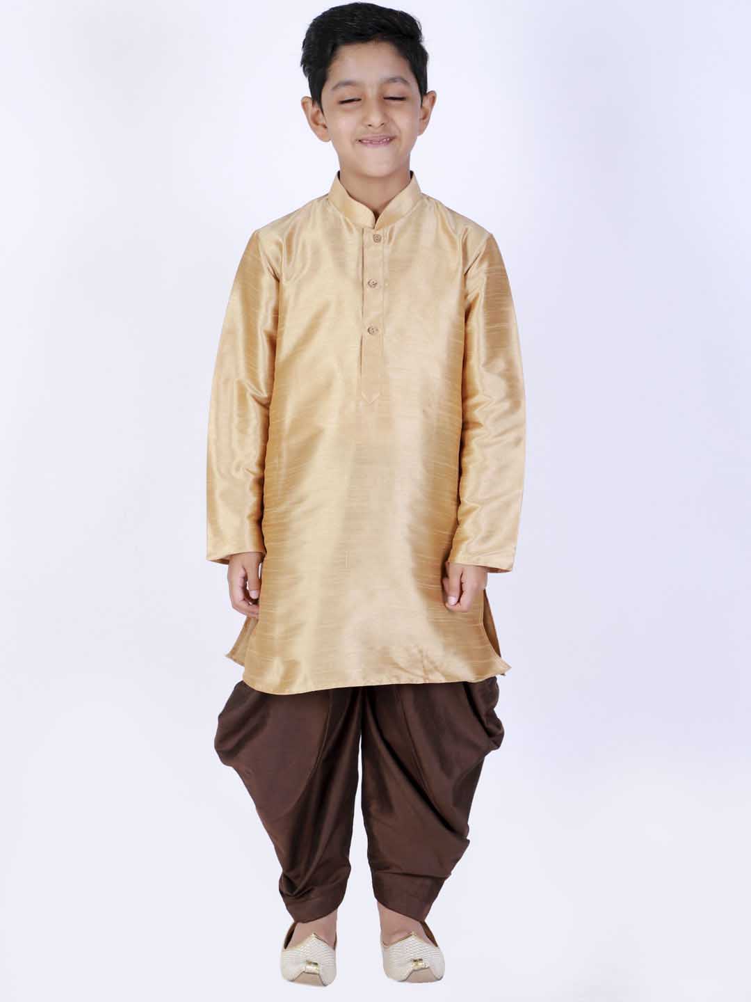 Vastramay Boy's Coffee Brown Solid Relaxed-Fit Dhoti