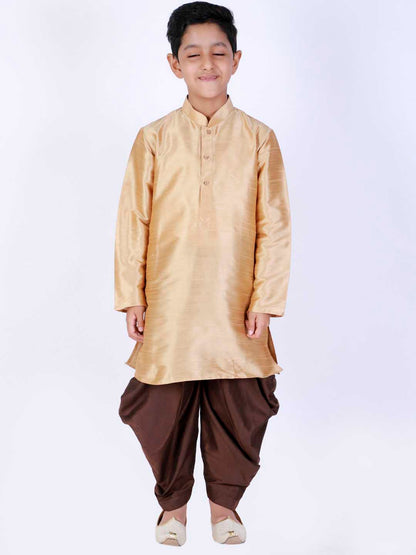 Vastramay Boy's Coffee Brown Solid Relaxed-Fit Dhoti