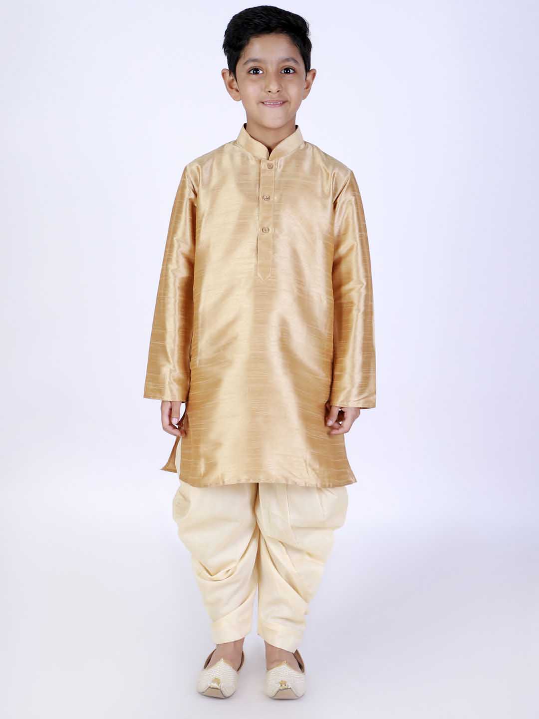 Vastramay Boys Gold Solid Cotton Dhotis